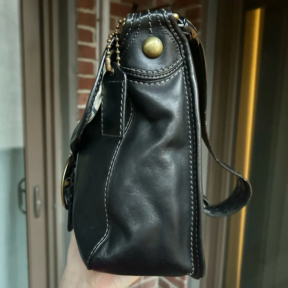 Vintage Coach Y2k Bleeker buckle flap shoulder bag black 11419 retro legacy - Picture 2 of 11